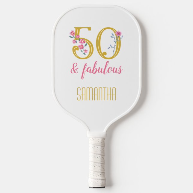 Raquette De Pickleball 50 et fabuleux or et rose floral (Recto)