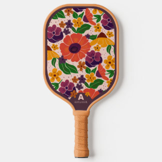 Raquette de Pickleball à Monogramme à Motif Floral