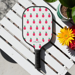 Raquette de Pickleball à motif de ananas rose blan
