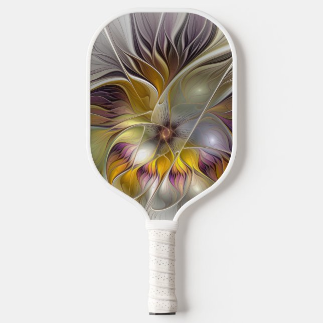 Raquette De Pickleball Abstrait Imaginaire coloré Fleur moderne Fractal (Recto)