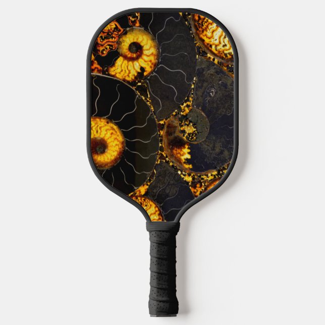 Raquette De Pickleball Abstrait Nautilus motif jaune or (Recto)