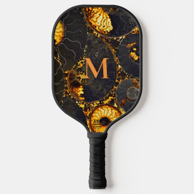Raquette De Pickleball Abstrait Nautilus motif jaune or (Recto)