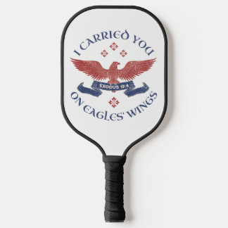 Raquette De Pickleball Ailes d'aigle Écriture Exode 19:4 Rouge/Bleu