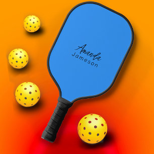 Raquette De Pickleball Ajouter le nom complet Monogramme minimal Bleu cla