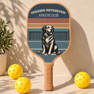 Raquette De Pickleball Amoureux du chien Retriever doré Rétro 80s