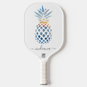 Raquette De Pickleball Ananas Tropical de Plage Monogramme Personnalisé