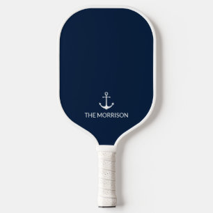 Raquette De Pickleball Ancrage nautique bleu marine blanc Personnalisé No