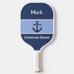 Raquette De Pickleball Ancre bleue marine personnalisée Monogramme