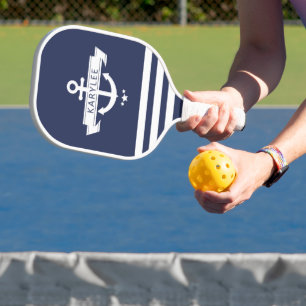 Raquette De Pickleball Ancre nautique bleu marine personnalisée