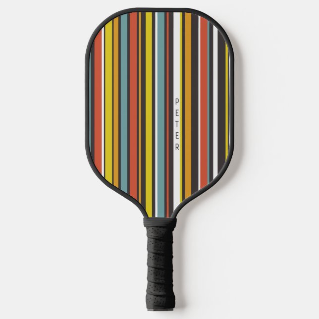 Raquette De Pickleball Années 1970 Retro Stripes Orange Brown Aqua White (Recto)