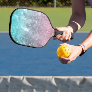Raquette De Pickleball Aqua blue Pink ombre mer galaxie abstraite