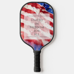 Raquette De Pickleball Aquarelle Americana, Liberté du drapeau américain 