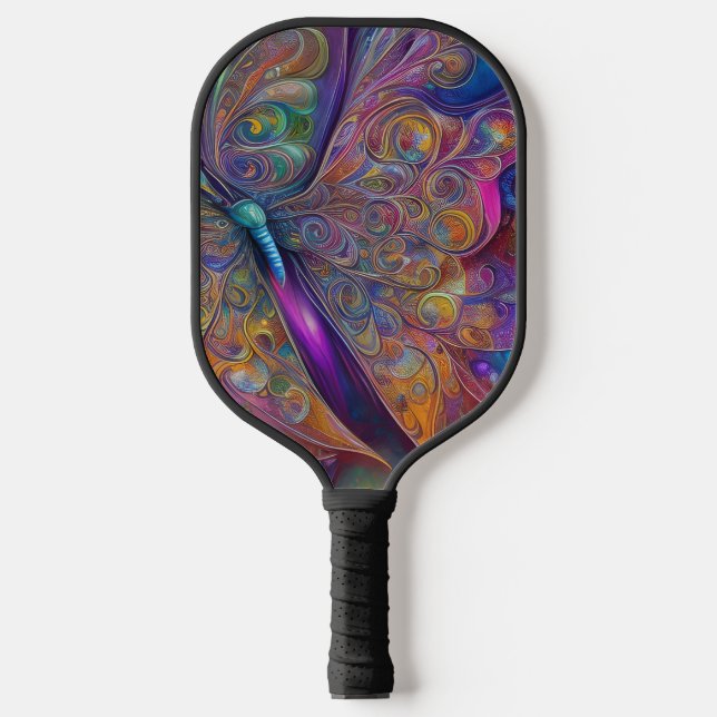 Raquette De Pickleball Aquarelle Fractale Papillon Whimsical Pai numériqu (Recto)
