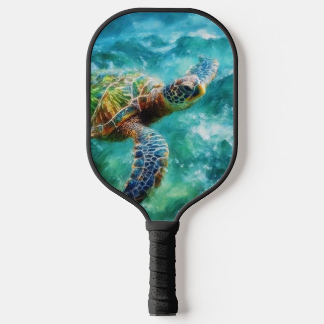 Raquette De Pickleball Aquarelle Natation Tortue de mer (Recto)