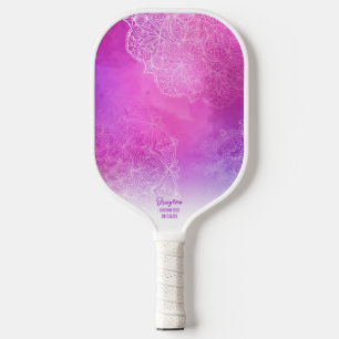 Raquette De Pickleball Aquarelle rose violet Boho Chic Texte Personnalisé