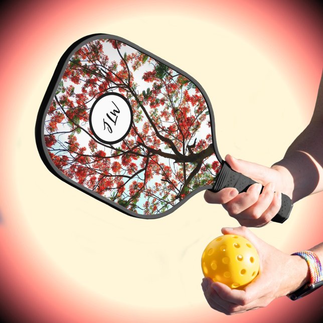 Raquette De Pickleball Arbre flamboyant Royal Poinciana avec initiales (Créateur téléchargé)