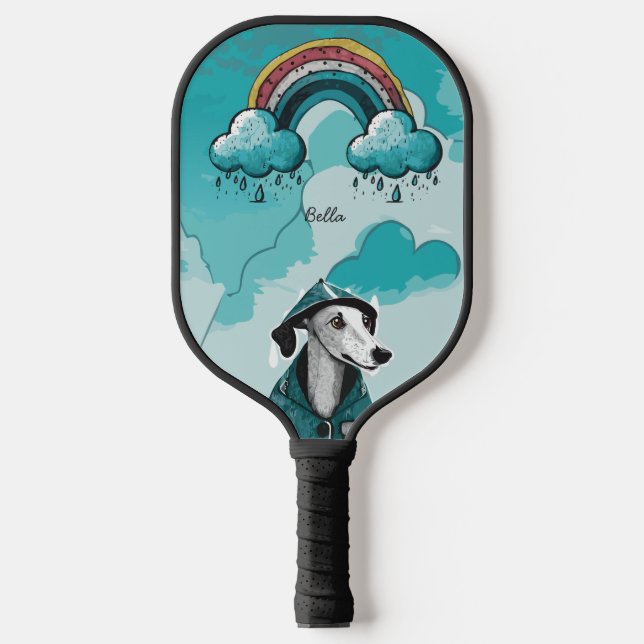 Raquette De Pickleball Arc-en-ciel et chien (Recto)