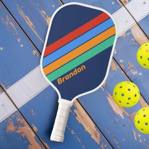Raquette De Pickleball Arc-en-ciel Rétro Vintage avec Nom
