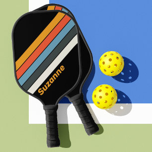 Raquette De Pickleball Arc-en-ciel sombre rétro avec nom