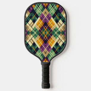 Raquette De Pickleball Argyle Mardi Gras jaune violet vert