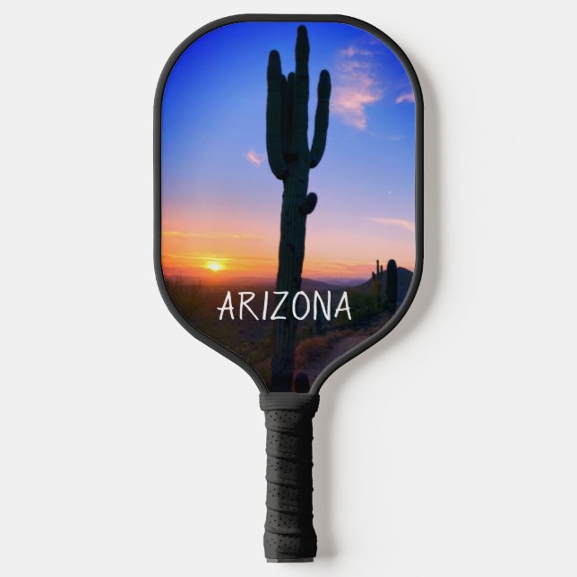 Raquette De Pickleball Arizona Saguaro Cactus coucher de soleil Vivre ma  (Recto)