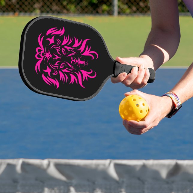 Raquette De Pickleball Art Tribal Pink Safari Head Lion (Insitu)