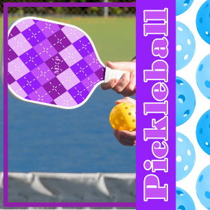 Raquette De Pickleball Arygle pourpre avec pointillage blanc