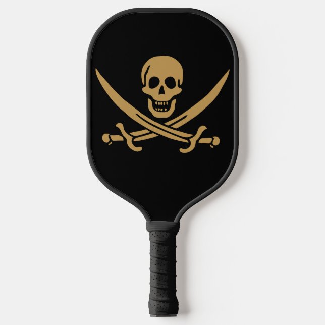 Raquette De Pickleball Aztec Gold Crâne et cutlass Pirate Calico Jack (Recto)