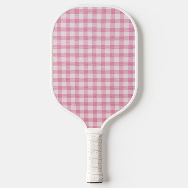 Raquette De Pickleball Baby Pink Gingham Pattern (Recto)