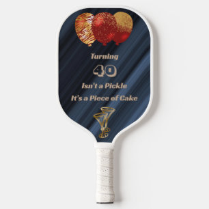 Raquette De Pickleball Ballons rouges et dorés pailletés & citation d'ann