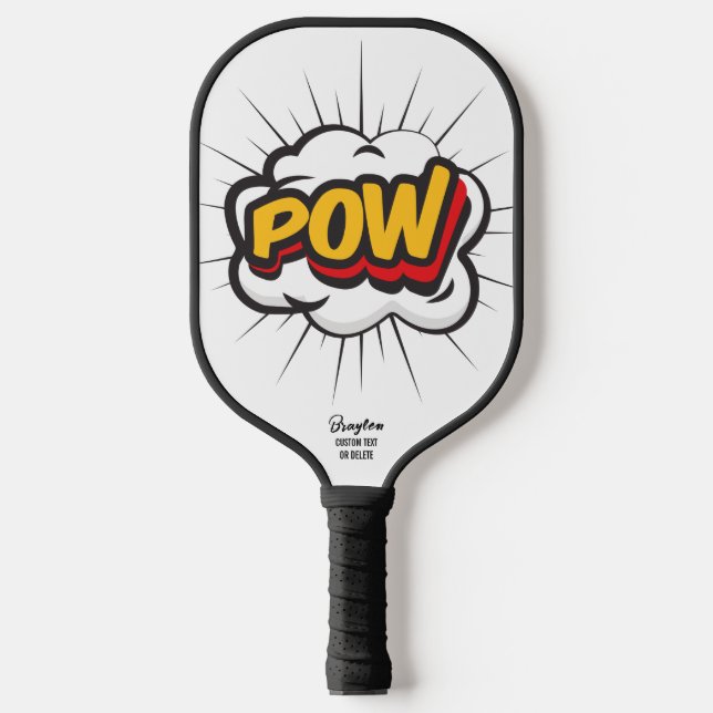 Raquette De Pickleball Bande dessinée, action bulle POW Nom du texte pers (Recto)