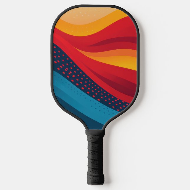 Raquette De Pickleball Bandes de couleurs vives avec motifs à points (Recto)