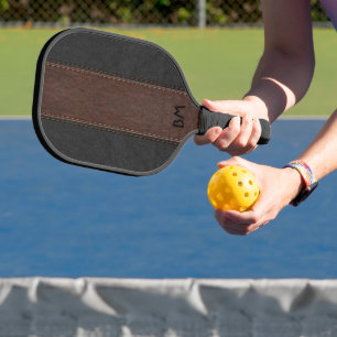 Raquette De Pickleball Bandes de cuir noir et brun