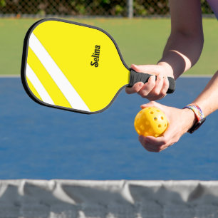 Raquette De Pickleball Bandes diagonales blanches sur la pagaie jaune
