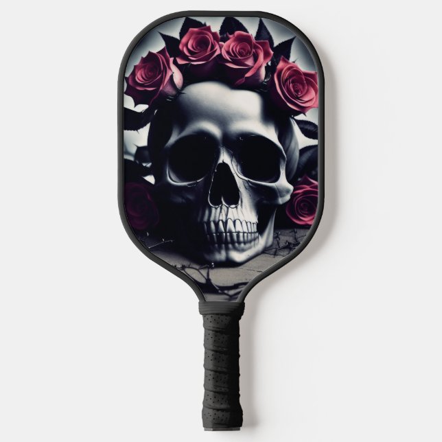 Raquette De Pickleball Beau crâne Rose foncé et gothique (Recto)