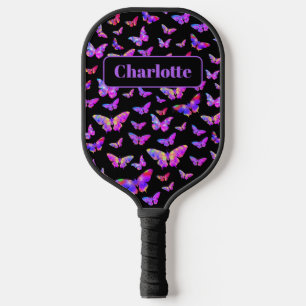 Raquette De Pickleball Beau Motif papillon Nom du monogramme
