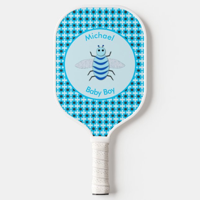 Raquette De Pickleball Bébé Bleu mignon Bee Bee Personnalisé (Recto)