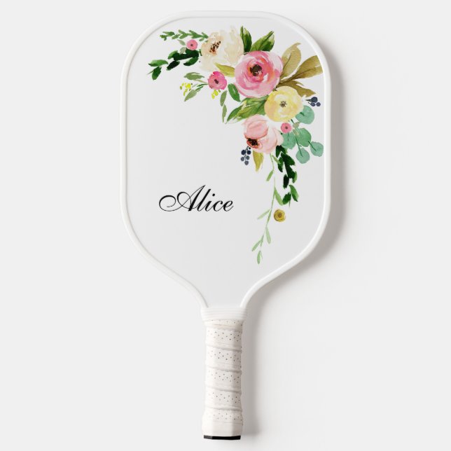 Raquette De Pickleball Belle Pagaie Florale Personnalisée (Verso)