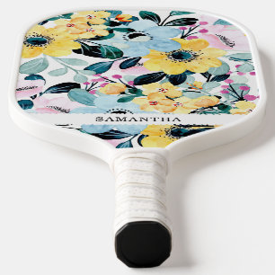 Raquette De Pickleball Belle unique bleu & jaune floral