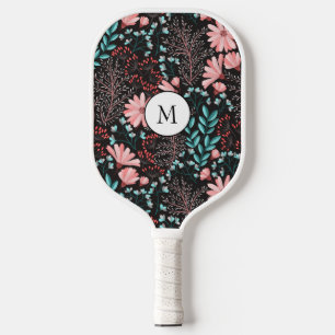 Raquette De Pickleball Belles fleurs roses à texture vintage