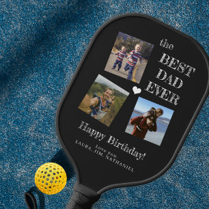 Raquette De Pickleball Best dad ever 3 photo collage typographie