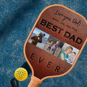 Raquette De Pickleball Best dad ever 3 photo collage typographie