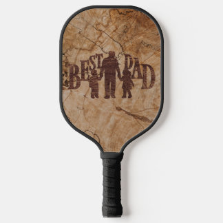 Raquette De Pickleball Best Dad - Family silhouettes - Wood imitation