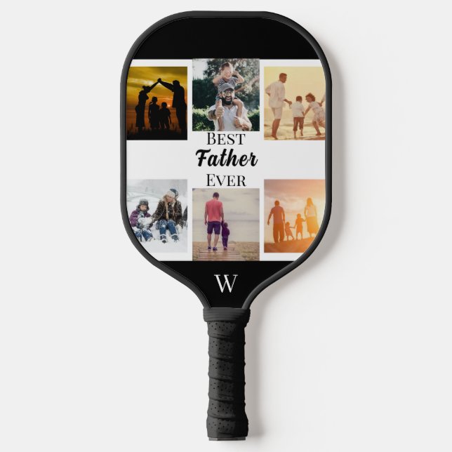 Raquette De Pickleball Best Father Ever Script Father's Day Photo Collage (Recto)