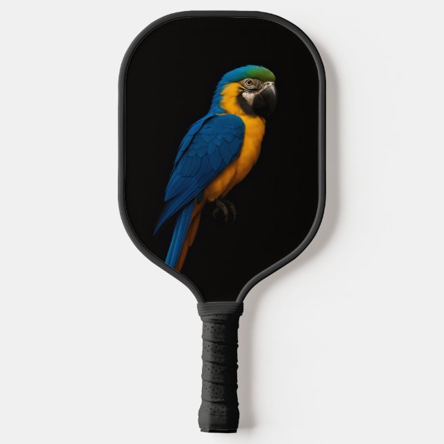Raquette De Pickleball Black 4 Luxe Pickleball Paddle, Blue Yellow Macaw (Verso)