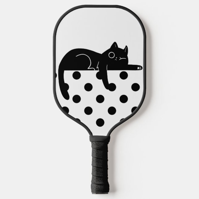 Raquette De Pickleball Black polka dot cat Pickleball Paddle (Recto)