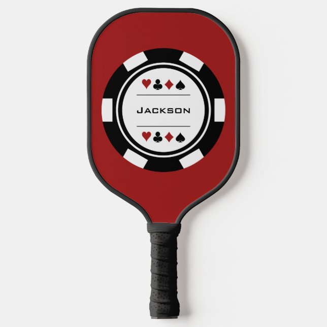 Raquette De Pickleball Black Red White Las Vegas Casino Poker Chip (Recto)