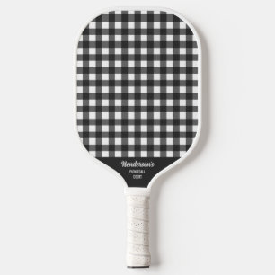 Raquette De Pickleball Blanc noir Buffalo Plaid Check Imprimer texte pers
