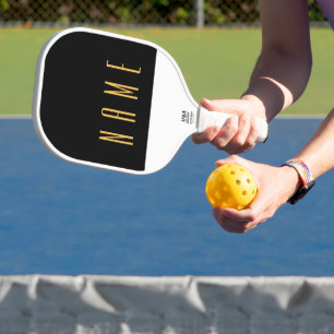 Raquette De Pickleball Blancs foncés Noir Blanc Trois Quart Couleur Bloc