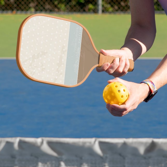 Raquette De Pickleball Bleu Beige Brown Pois doux Arrière - plan rétro (Insitu)
